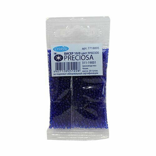 (60300) 311-19001-10/0 Бисер прозрачный 10/0, круг.отв., 20гр Preciosa,упак