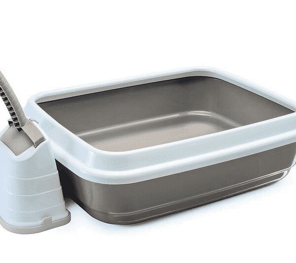 Imac Duo лоток для кошек с бортом и совком Серый