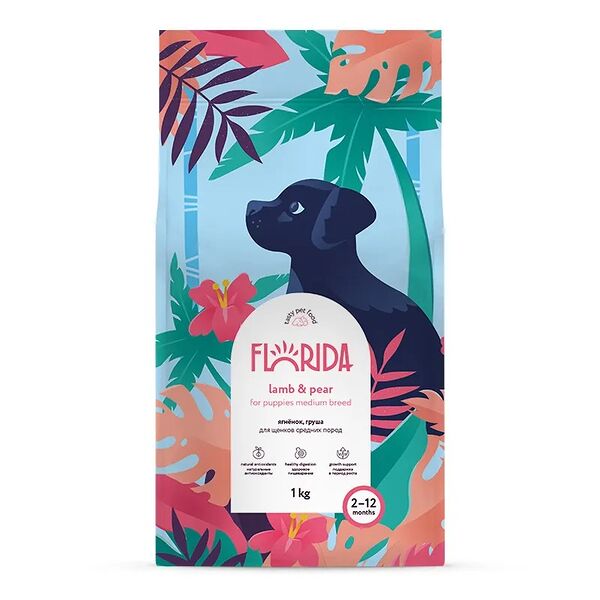Florida сухой корм для для щенков средних пород Ягненок и груша 1кг