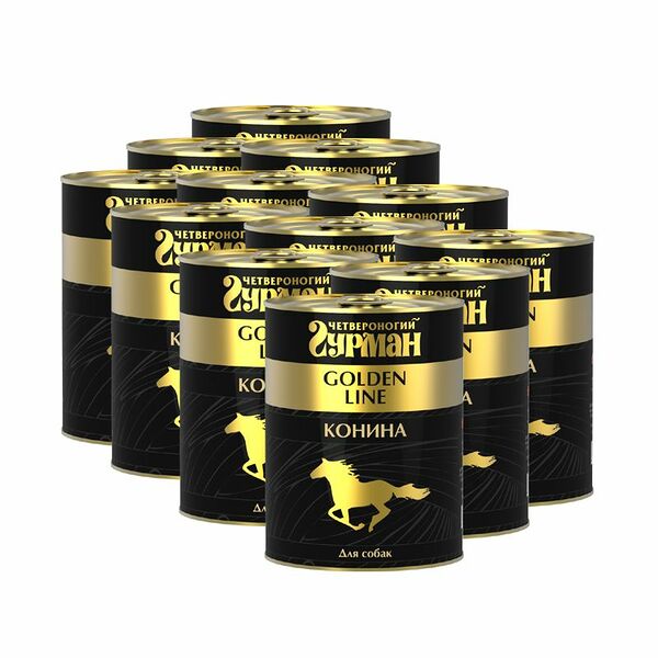 Корм для собак ЧЕТВЕРОНОГИЙ ГУРМАН Golden Line конина в желе конс. (упаковка - 12 шт)