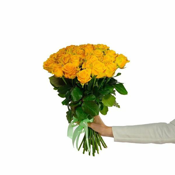 25 желтых роз 50-60см