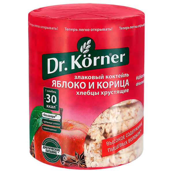 Хлебцы Dr.Korner 100г злаковый коктейль яблочный с корицей хлебпром