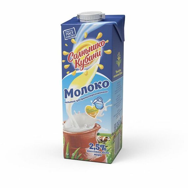 Молоко ультрапастеризованное Солнышко Кубани 2,5% БЗМЖ 1 л