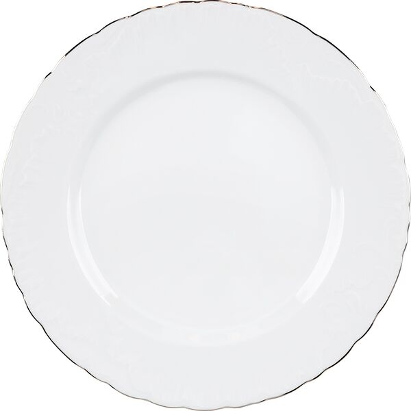 Тарелка обеденная Cmielow Rococo 25см платиновая отводка, фарфор