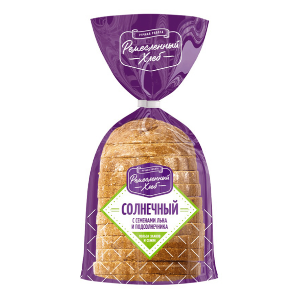 Хлеб Ремесленный хлеб Солнечный батон пшеничный с семенами льна и подсолнечника
