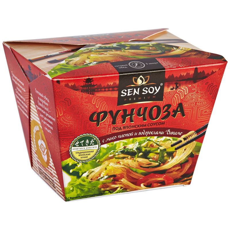 

Фунчоза Sen Soy под японским соусом с мисо пастой и водорослями вакаме 125 г
