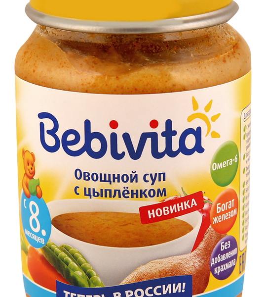 Д/п суп BEBIVITA Овощной с цыпленком с 8 мес ст/б