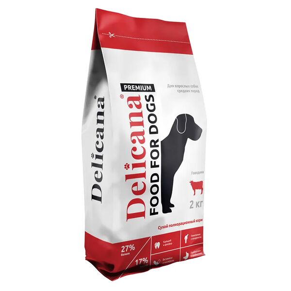 Корм DELICANA для собак средних пород с говядиной