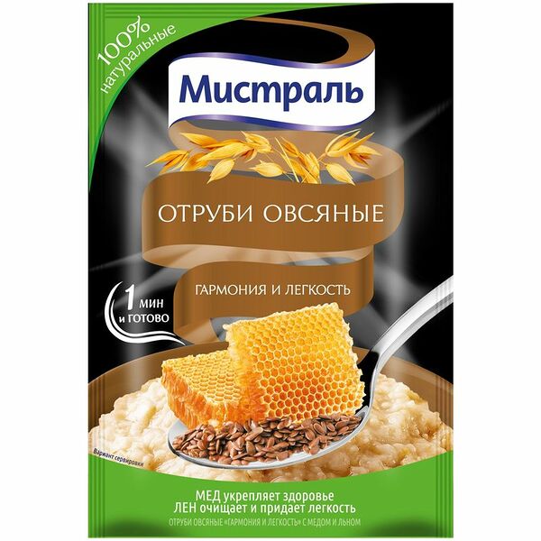 Отруби Мистраль овсяные Гармония и легкость мед-лен 30г