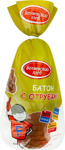 

Батон Беляевский хлеб с отрубями, в нарезке 250 г