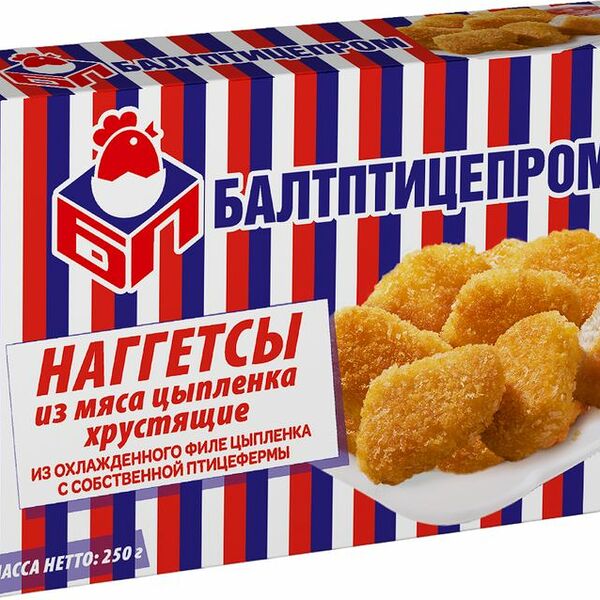 Нагетсы Балтптицепром хрустящие из мяса цыпленка замороженные 250г