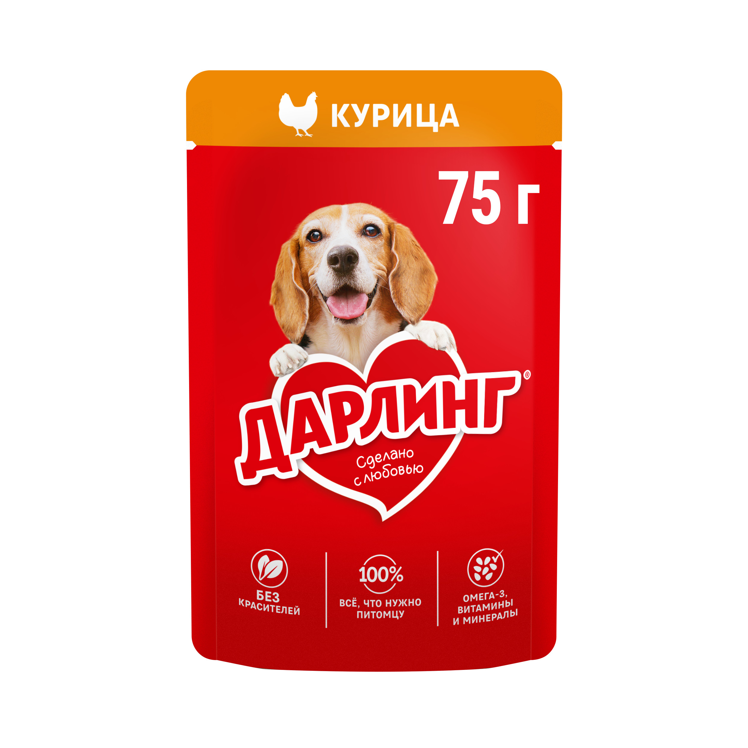 

Влажный корм Дарлинг с курицей в подливе 75 г