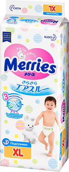 Подгузники 12-20кг XL, Merries (44шт) Merries Mega вес 44