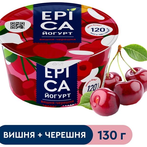 Йогурт Epica с вишней и черешней 4.8% 130г