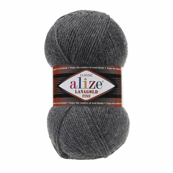 Пряжа ALIZE 'Lanagold fine' 100 гр. 390м (49%шерсть, 51% акрил)(182 средне-серый меланж)