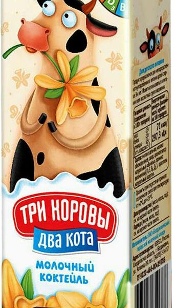 Коктейль Три коровы два кота молочный с ванилью с 12 мес. 2.5% 200мл
