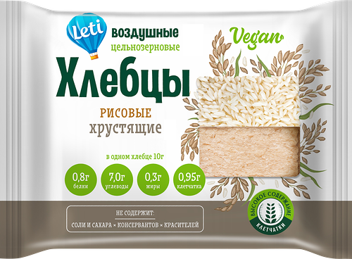 Хлебцы рисовые LETI воздушные, 60г