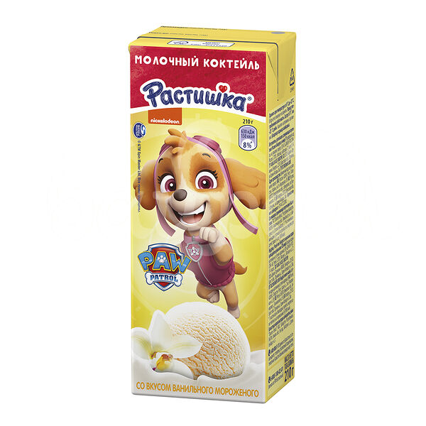 Детское питание Коктейль Растишка 2.0% 210гр Ванильное мороженое