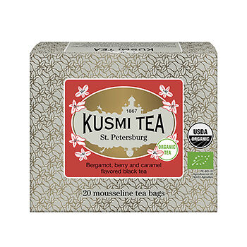 Чай чёрный St. Petersburg со вкусом цитрусовых, красных фруктов и карамели пакетированный, Kusmi Tea, 20*2 г, Франция
