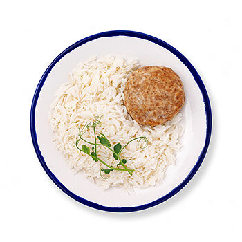 Биточек из индейки запеченный с рисом Азбука Life kids