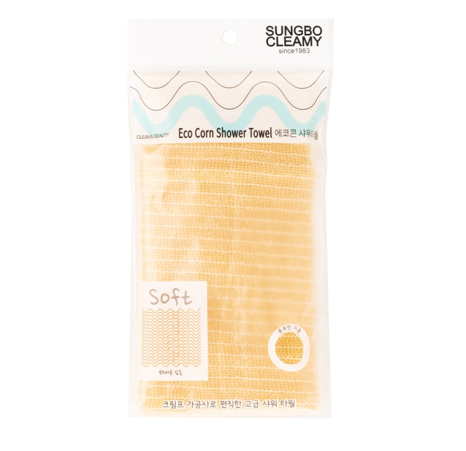 

Мочалка мягкая Cleamy lean&beauty eco corn для душа, Sung Bo, 1 шт., 25х100 см, бежевая, Южная Корея