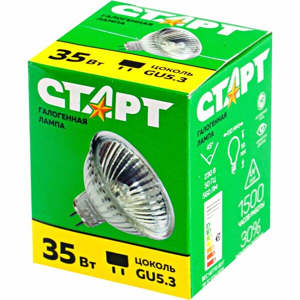 Лампа накаливания галогенная Старт Jcdr gu5.3 220v 35 вт