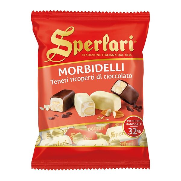 Конфеты Sperlari нуга из миндаля покрытая темным или белым шоколадом Morbidelli 117г, Италия