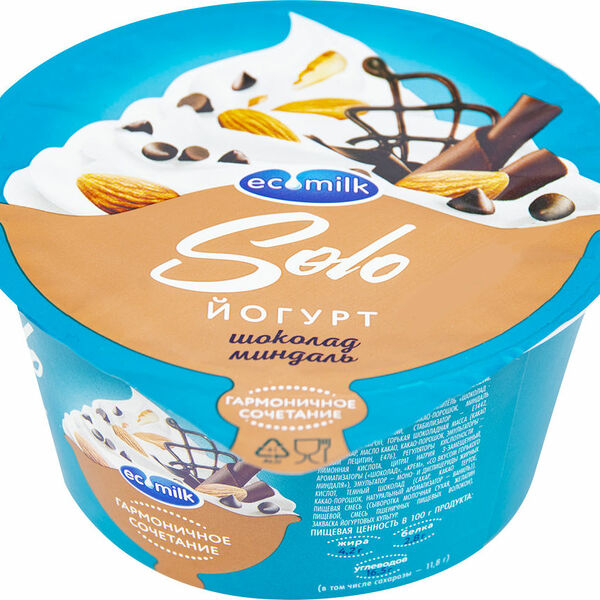 Йогурт Экомилк Solo Шоколад-миндаль 4.2%, 130г