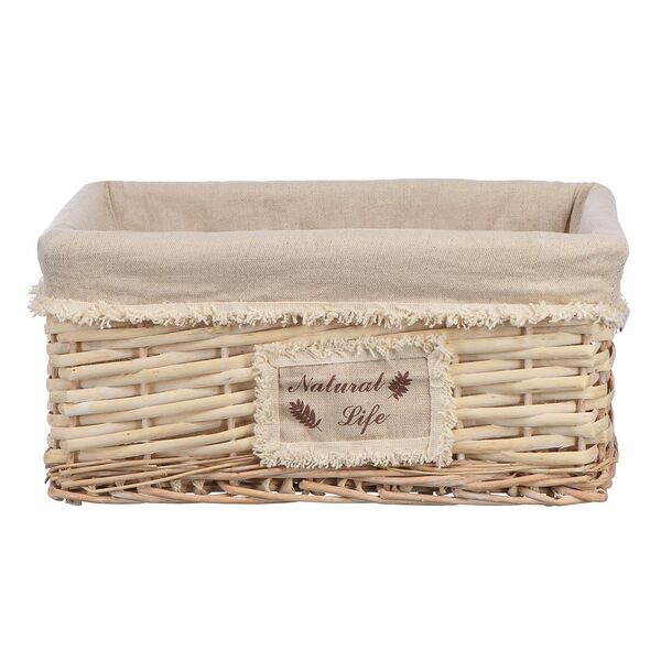 Корзина стеллажная Natural Life, 340 х 250 х 150, лоза, ткань