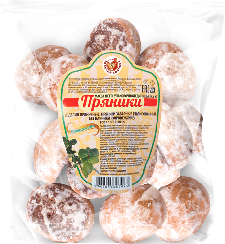 

Пряники глазированные Золотой колобок с мятой 300 г