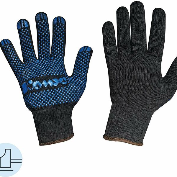 Перчатки защитные трикотажн КОМУС ПВХ Точка 5 нит 52г 10 кл черн р9 5пар/уп