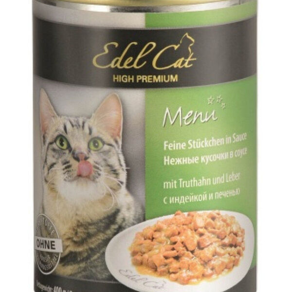 Edel Cat консервы для кошек (кусочки в соусе) Индейка и печень