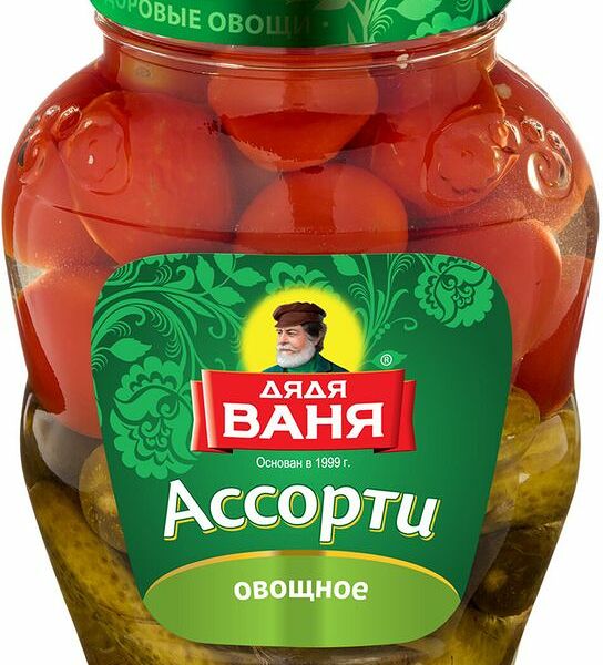 Ассорти Дядя Ваня огурцы и томаты, 1.8кг