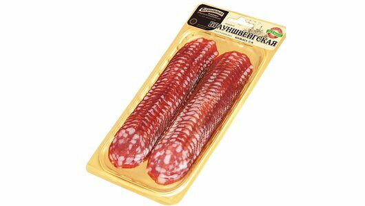 Колбаса Егорьевская Брауншвейгская сырокопченая нарезка 100г