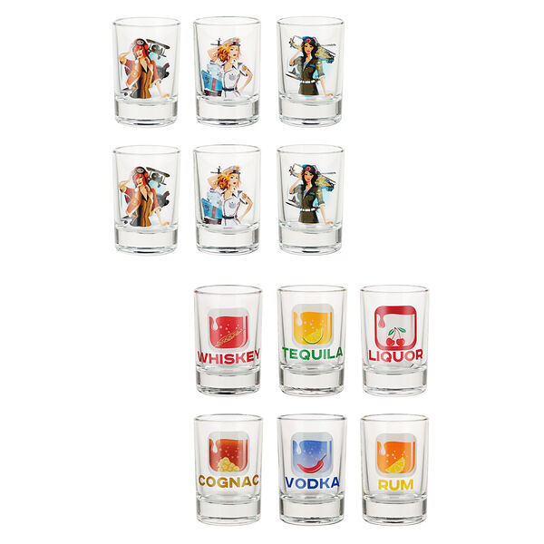 Набор стопок 6шт 50мл, с деколью, стекло