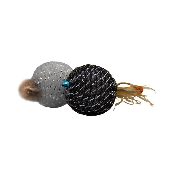 Игрушка для кошек с норкой и соломкой Мячик с хвостиком (2шт)