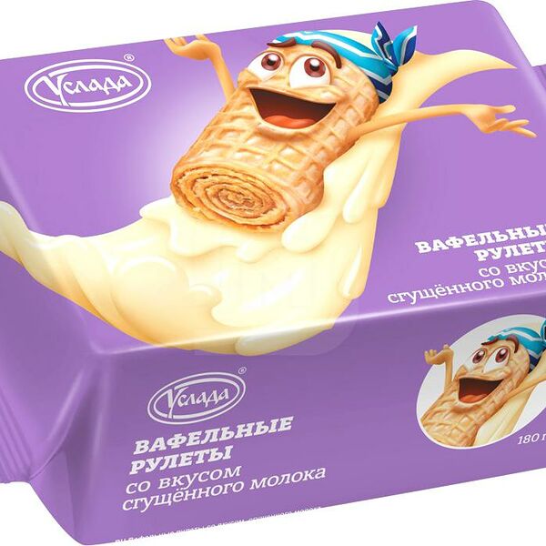 Вафельные рулеты Услада со вкусом сгущенного молока