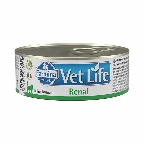Корм для кошек Vet Life Renal при почечной недостаточности паштет банка