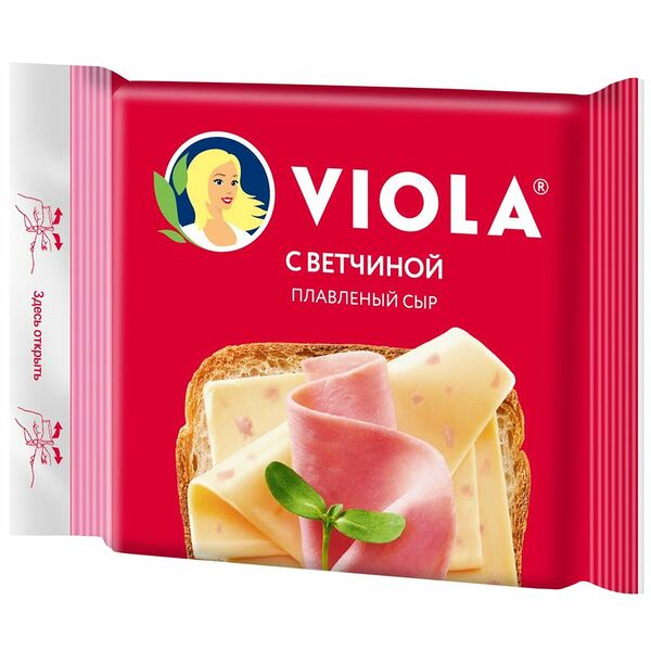 Сыр плавленый Viola с ветчиной ломтики 45%, 140г