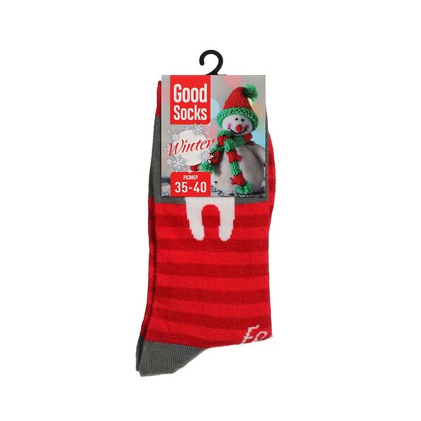 Женские носки Good Socks Winter Кот-олень Красный р.35-40