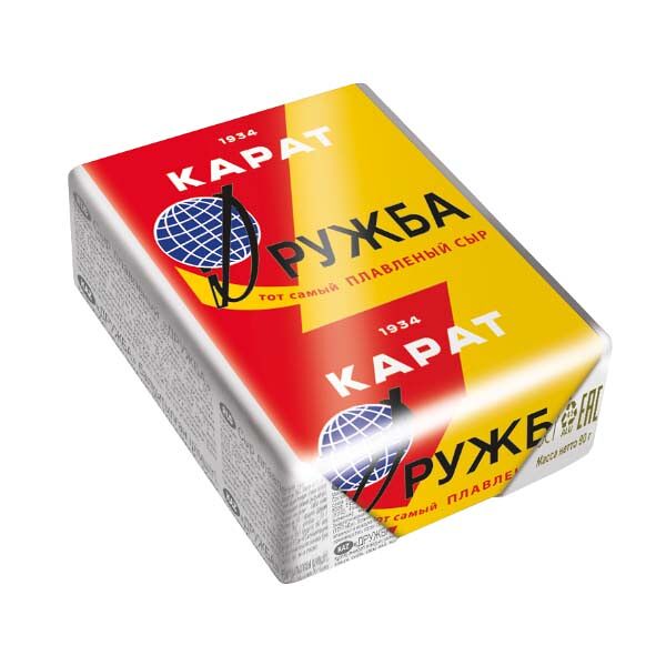 Сыр плавленый Карат 45% 90гр Дружба фольга