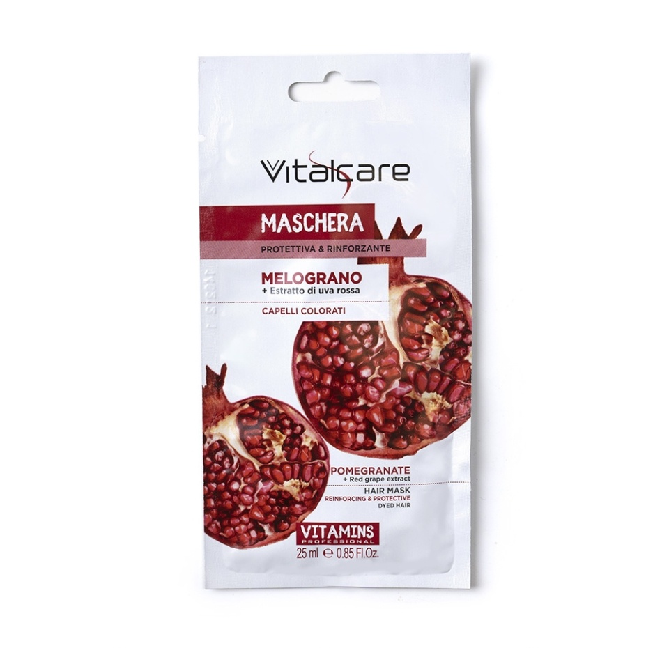 

Маска для волос Vitalcare с гранатом и экстрактом красного винограда для окрашенных волос 25мл, Италия