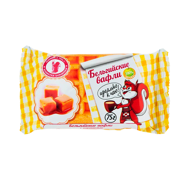 Вафли Конфетки-Бараночки Бельгийские с карамелью 75 г