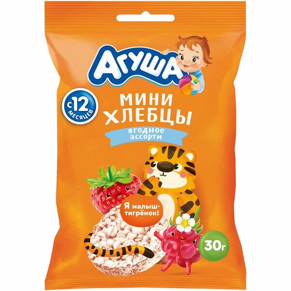 Хлебцы Агуша Полезный перекус рисовые, с ягодным соком