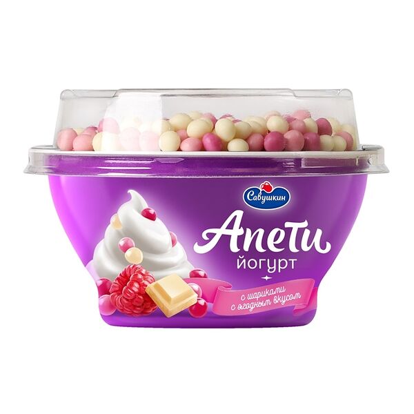 Йогурт Савушкин Пломбир с рисовыми шариками с ягодным вкусом 5%, 105 г