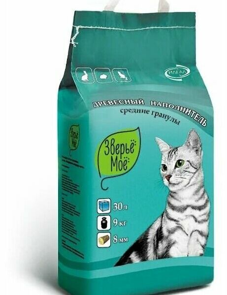 Наполнитель Зверьё моё древесный средние гранулы 30 л