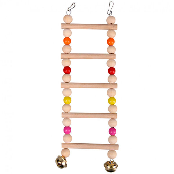 Лестница PetStandArt из бусин цветная 5 ступеней дерево для птиц 7х2х25 см
