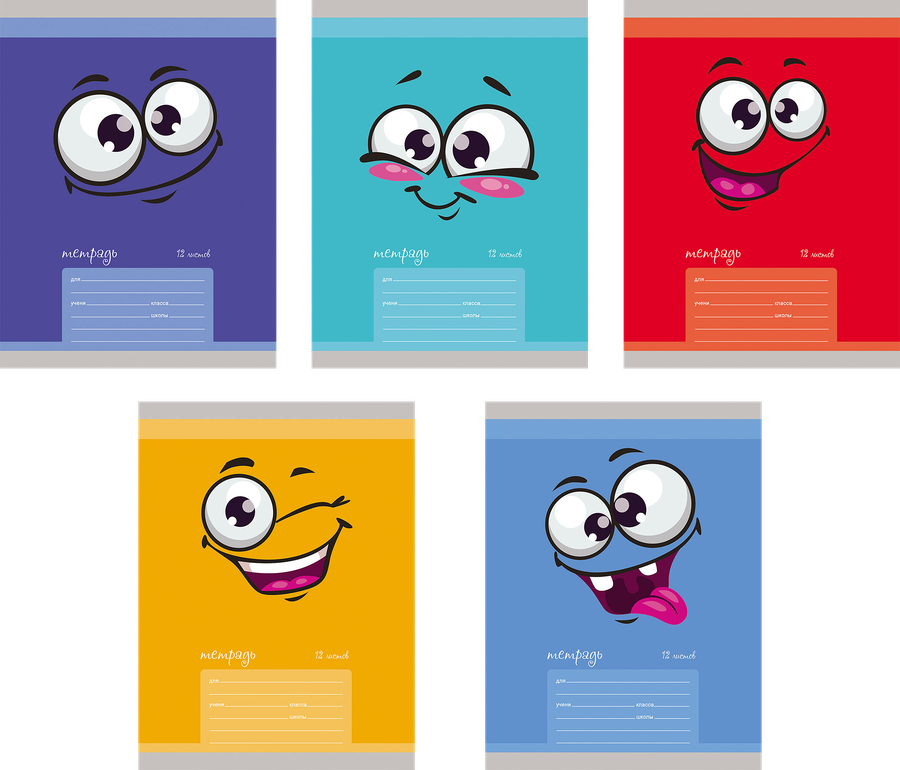 

Тетрадь Profit Веселые смайлики клетка 12 листов, в ассортименте