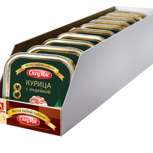 Корм для собак ЗООГУРМАН Спецмяс индейка с курицей конс. 300г (упаковка - 10 шт)