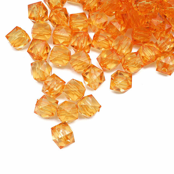 MG.3245 Бусины пластиковые, акрил, прозрач. в цвете, граненый куб, 10мм, 50гр, Astra&Craft(MG.3245-21 жёлтый)